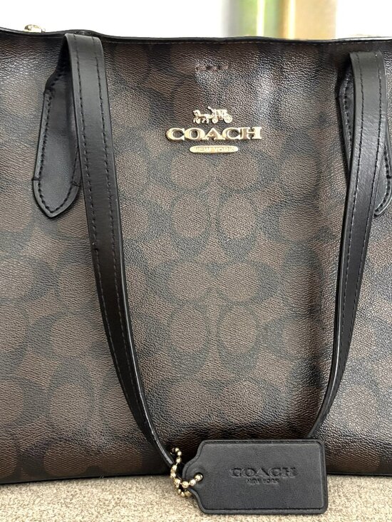 Coach Handbags - Medium Brown and Black Authentic Coach Purse